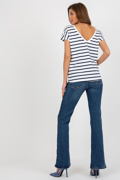 Back-V Striped Cotton T-Shirt