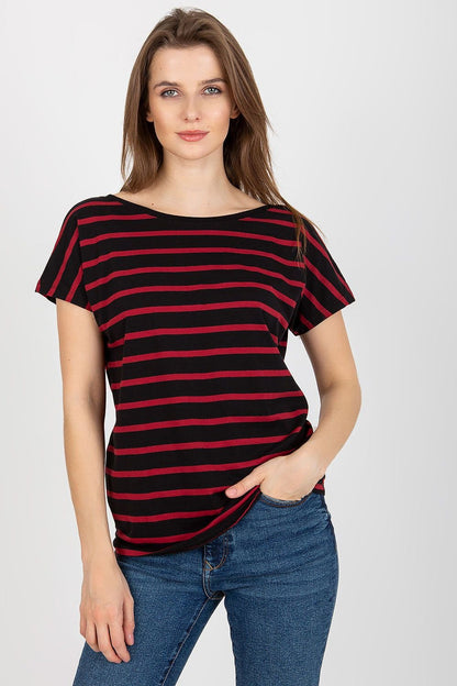 Back-V Striped Cotton T-Shirt