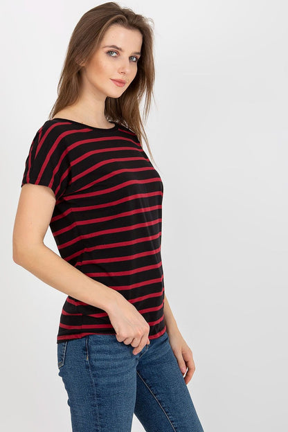 Back-V Striped Cotton T-Shirt