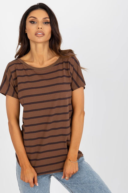 Back-V Striped Cotton T-Shirt