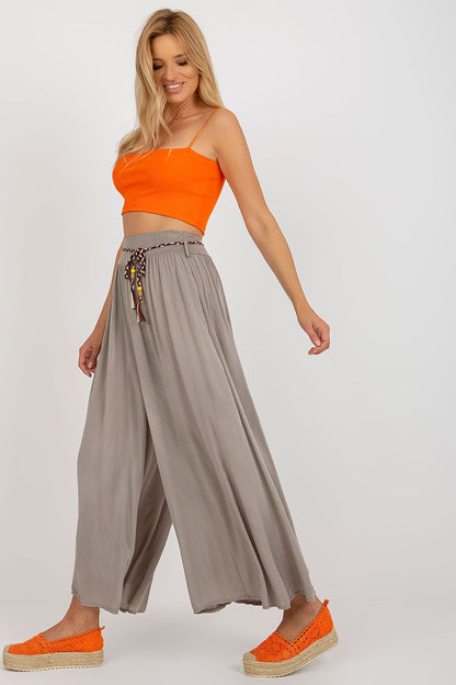 Tie Belt Wide Leg High-Waisted Pants