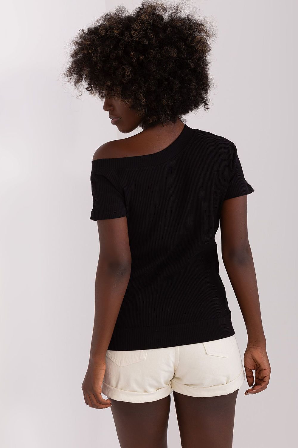 Asymmetrical Neckline Short Sleeve Blouse