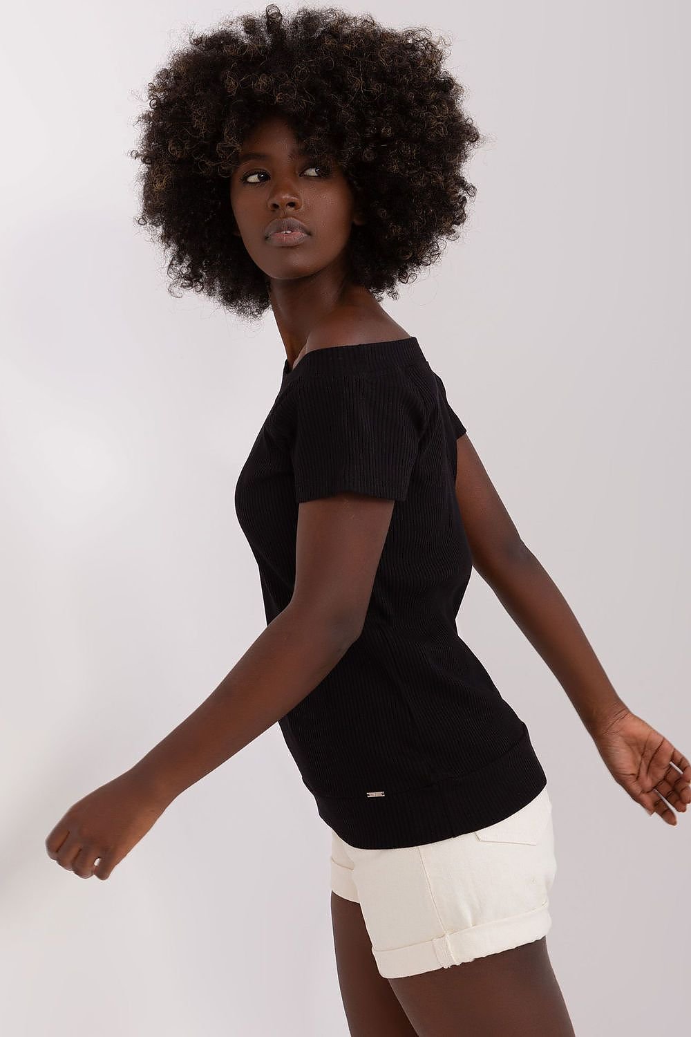 Asymmetrical Neckline Short Sleeve Blouse