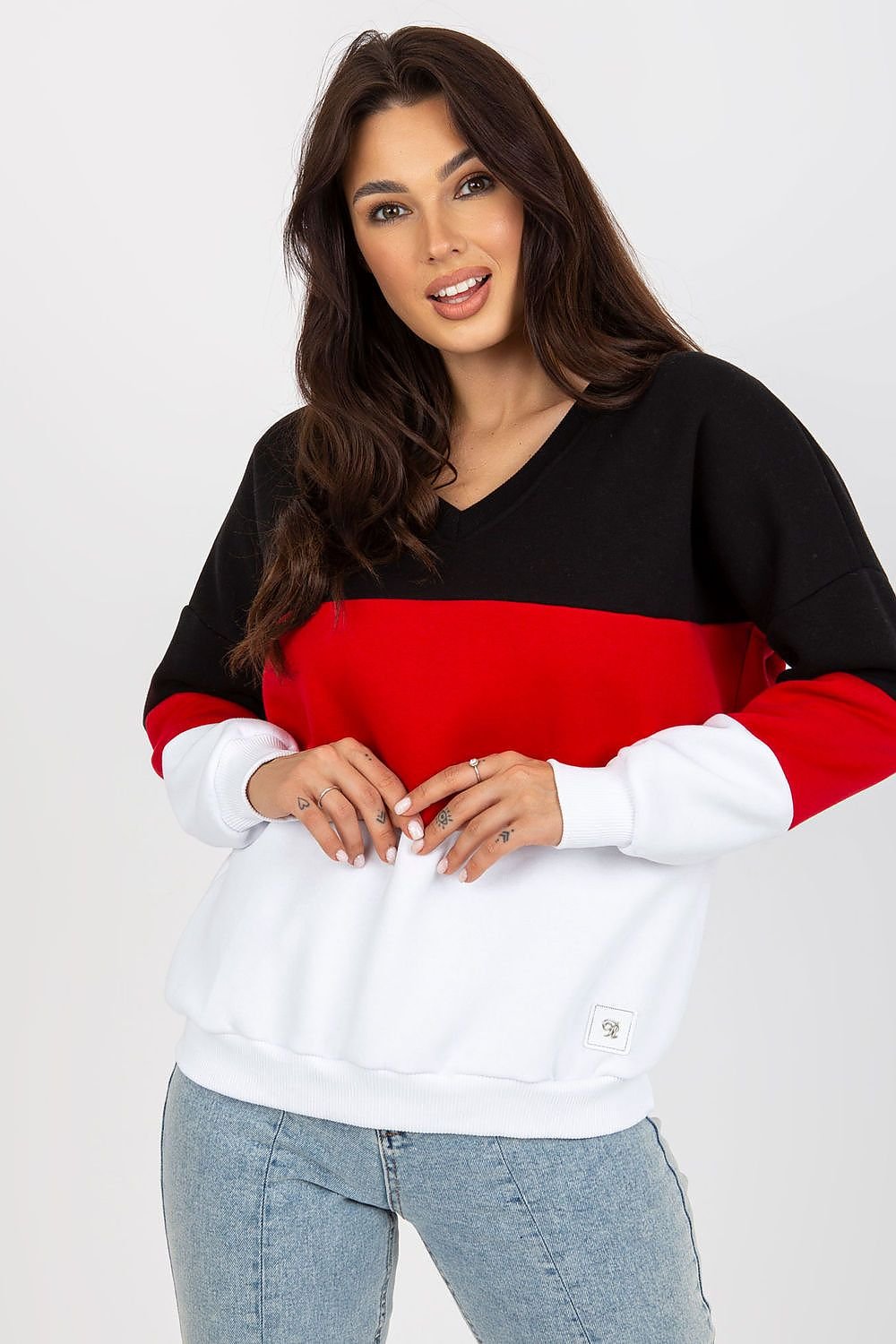 Color Block V-Neck Sweatshirt