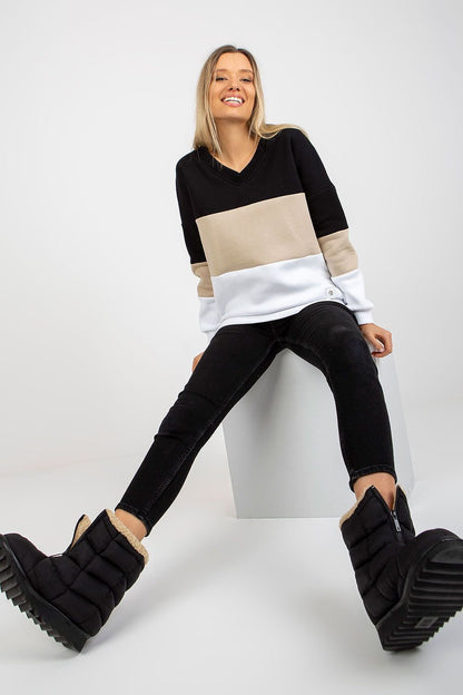 Color Block V-Neck Sweatshirt