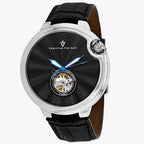 Christian Van Sant Men's Cyclone Automatic Watch | SS + Black Dial + Leather Strap