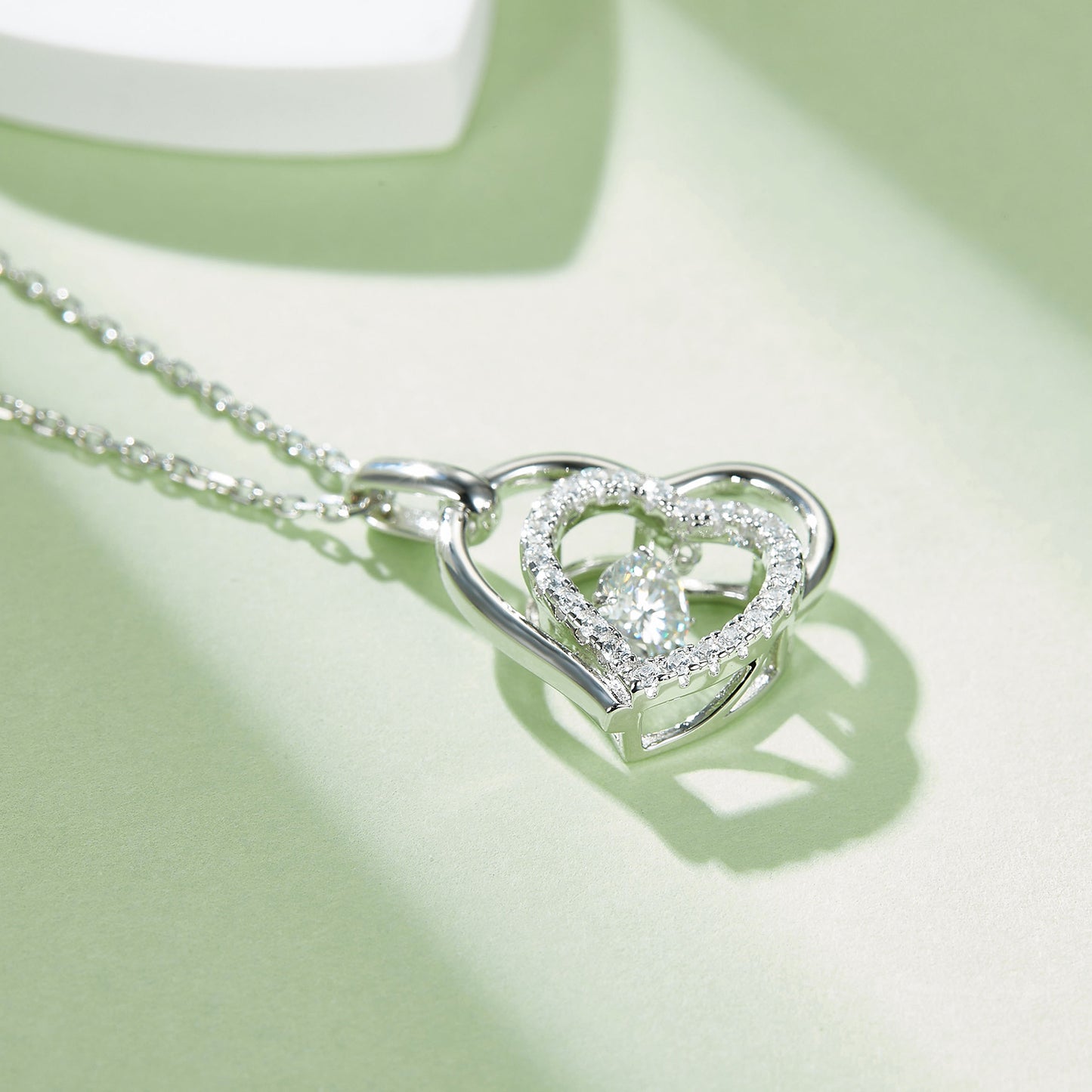 Heart Necklace Moissanite in 925 Sterling Silver