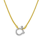 Lucky Lock Carabiner Necklace Two-Tone Mixed Metal Horseshoe Pendant Chain