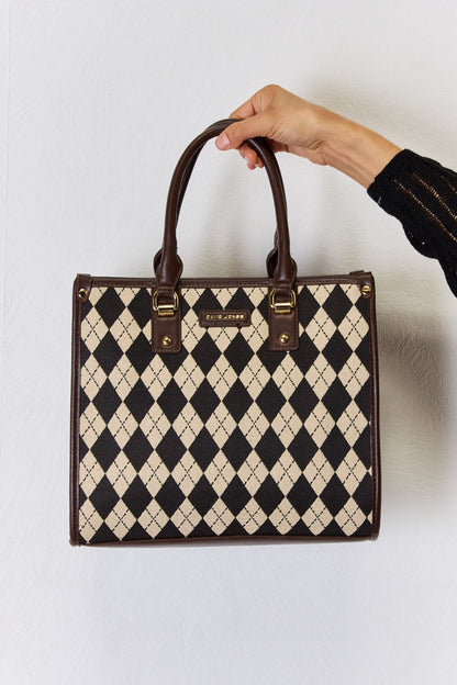 Argyle Pattern PU Leather Handbag