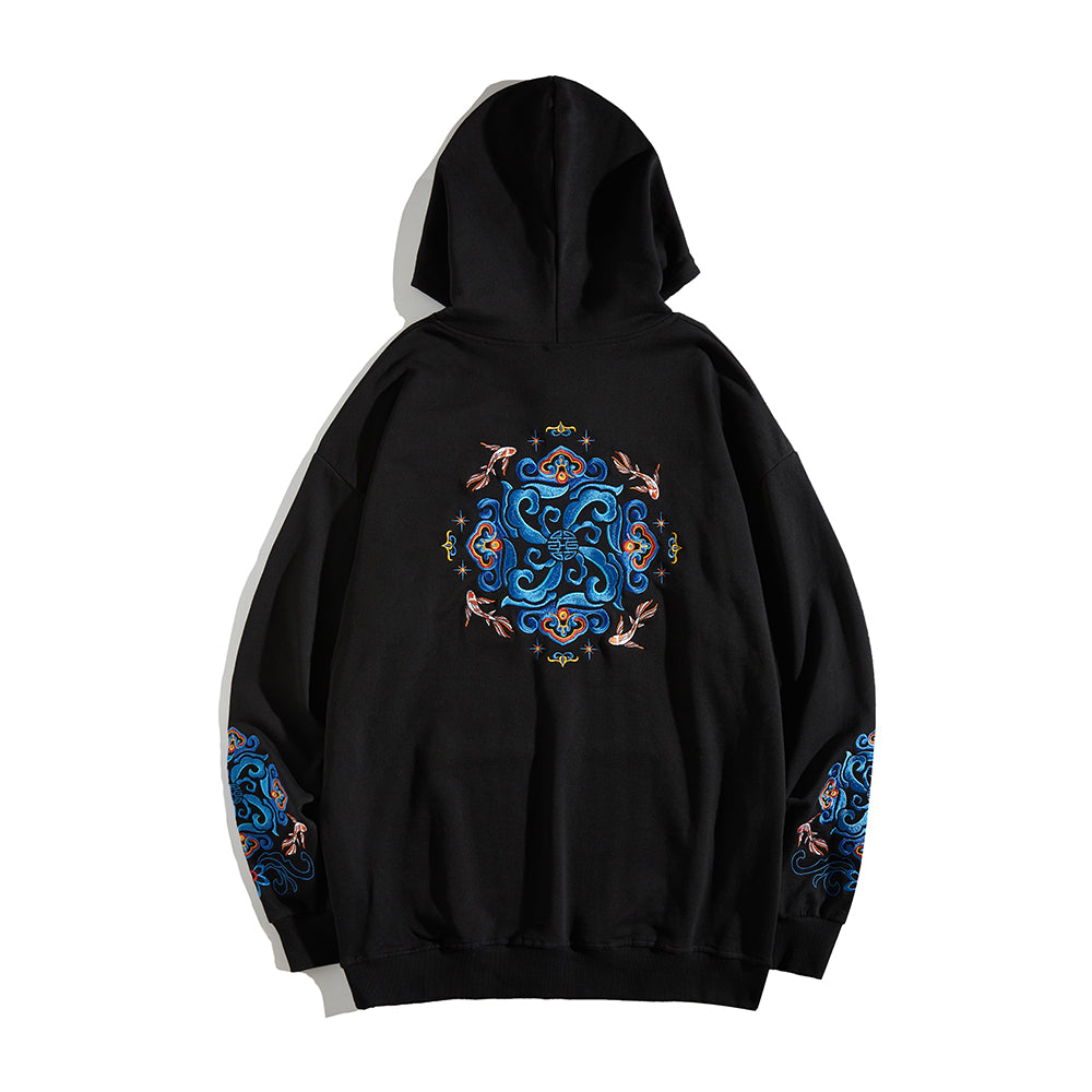 Fish Art Embroidery Hoodie | KH9201