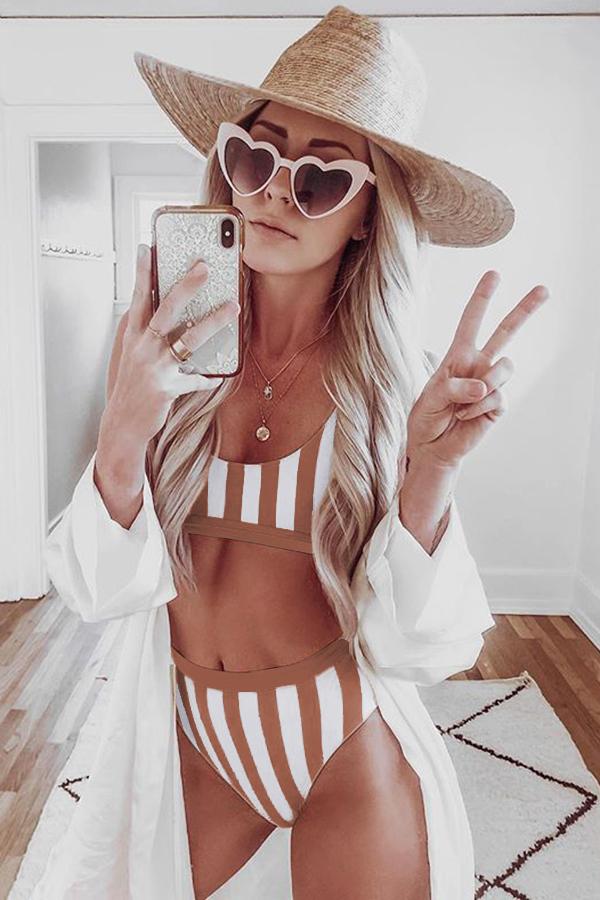 Retro Style High Waist Bikini Set