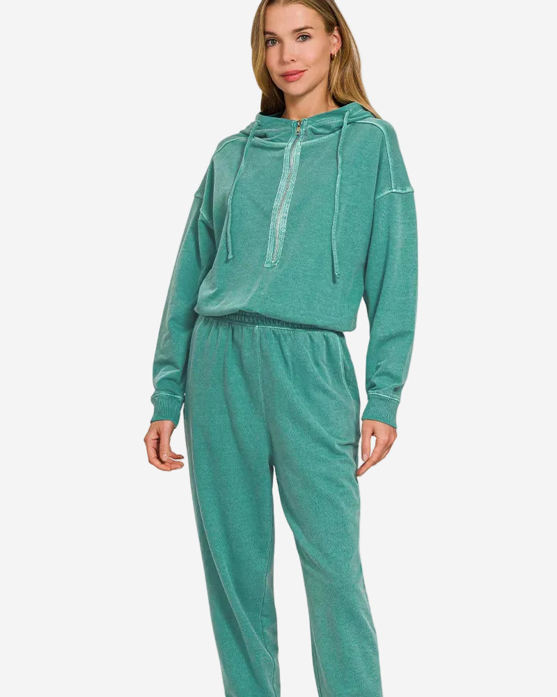 Enzyme Washed French Terry Jumpsuit