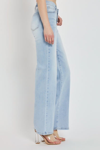 Wide Leg V-Dipped Front Waist Jeans