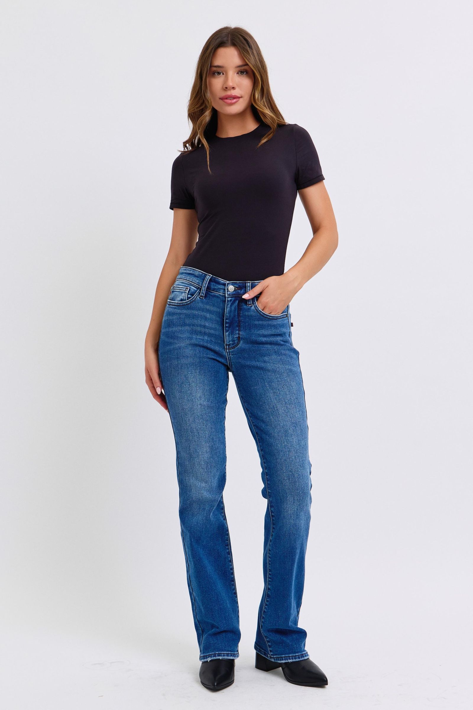 Mid-Rise Bootcut Jeans with Thermal Lining