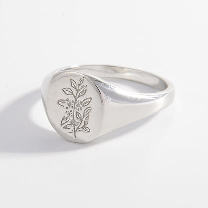 Engraved 925 Sterling Silver Signet Ring