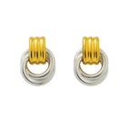 Luna Link Mixed Metal Two-Tone Earrings Retro-Chic Circle Drops