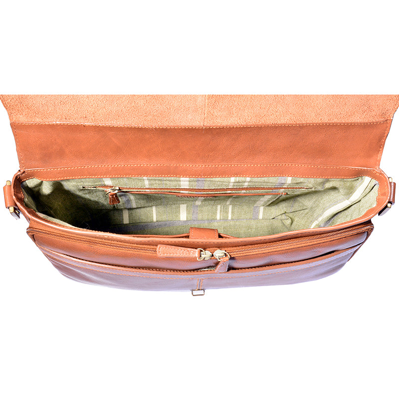 Hidesign Charles Leather 15" Laptop Compatible Briefcase Work Bag | Tan