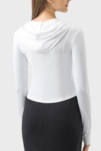 Zip-Up Hooded Long Sleeve Active Outerwear