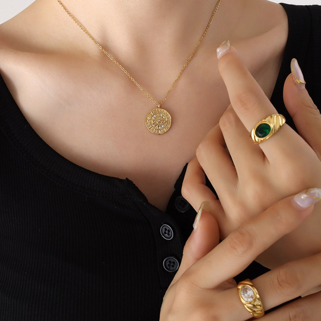 Timepiece Shape Zodiac Pendant Necklace