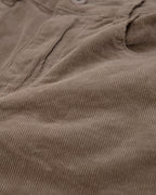 Dark Beige Corduroy Flare Pants with Leopard Print at the Bottom