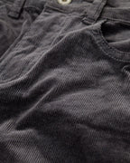 Dark Grey Corduroy Flare Pants with Leopard Print at the Bottom