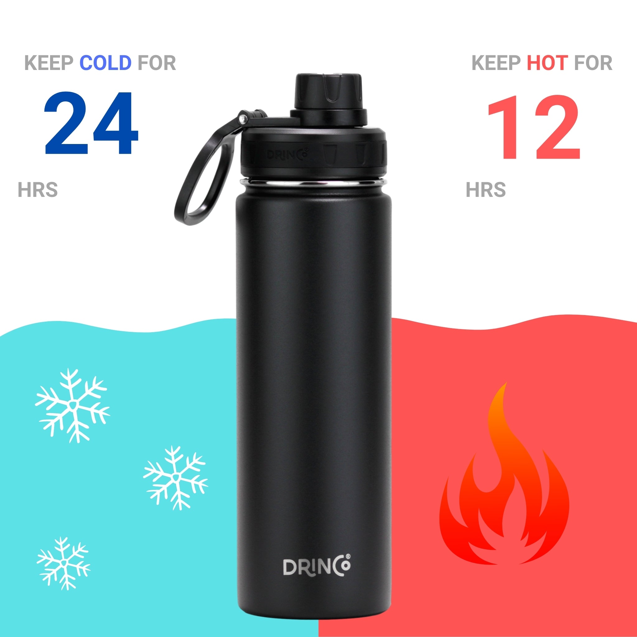 DRINCO® 22 Oz Stainless Steel Sport Water Bottle | Black