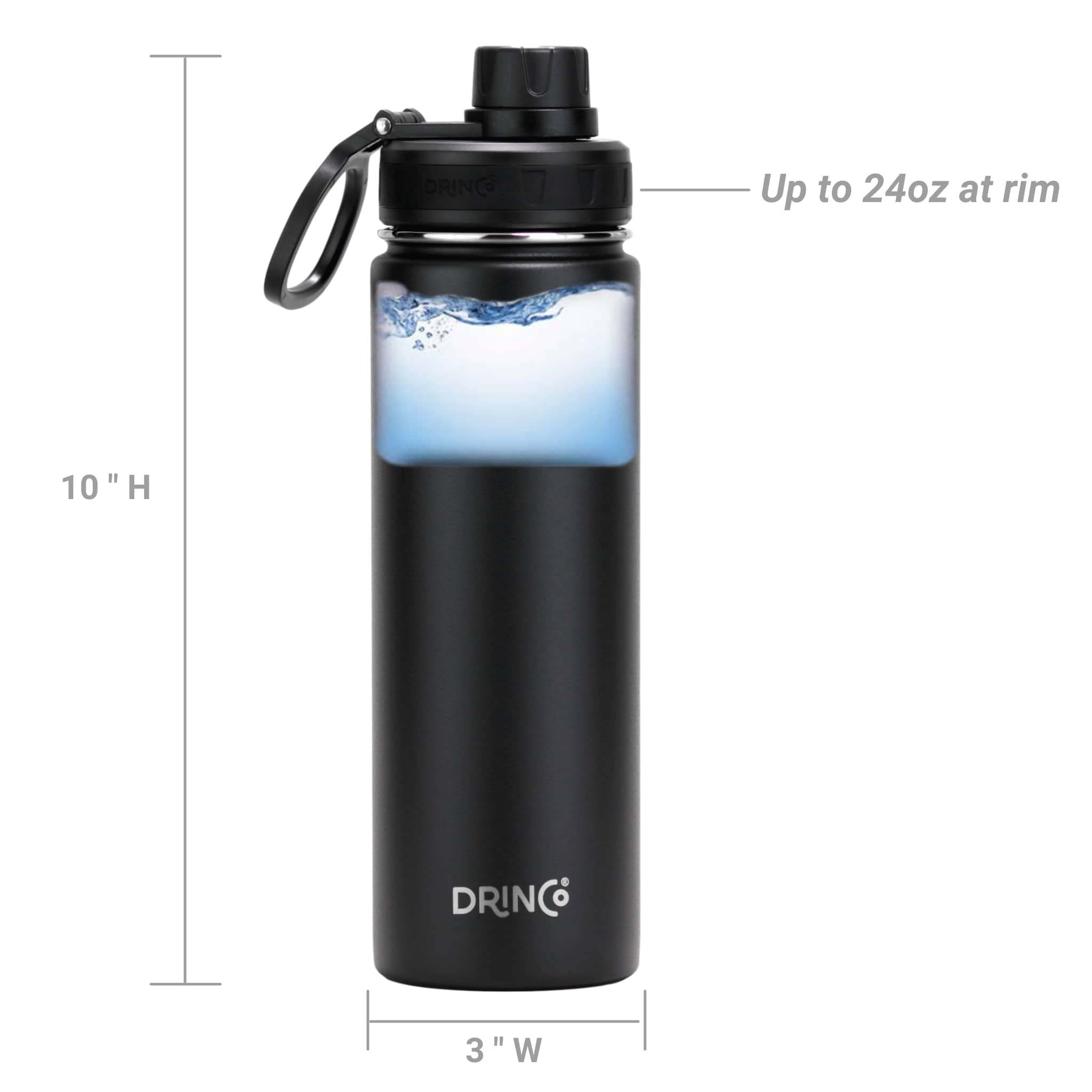 DRINCO® 22 Oz Stainless Steel Sport Water Bottle | Black