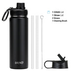 DRINCO® 22 Oz Stainless Steel Sport Water Bottle | Black