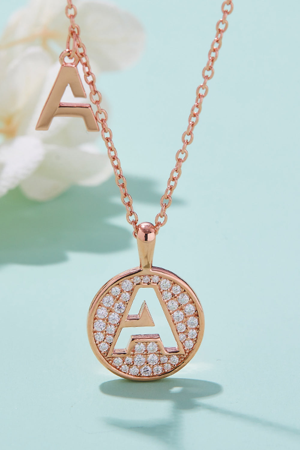 Letters A to J Pendant Necklace with Moissanites