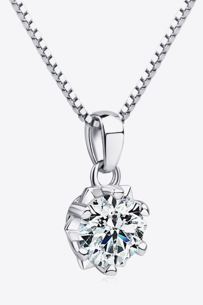 Pendant Platinum-Plated Necklace 1 Ct Moissanite