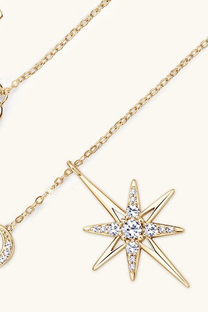 Star & Moon Silver Pendant Necklace