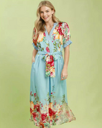 Umgee Mix Floral Border Print Midi Dress