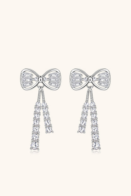 Bow Tie Moissanite Silver Earrings