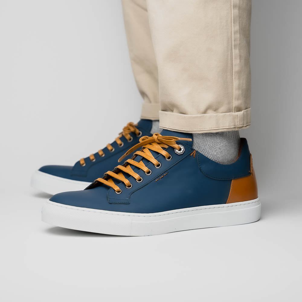 Diaz Rubberized Calfskin Sneaker Navy