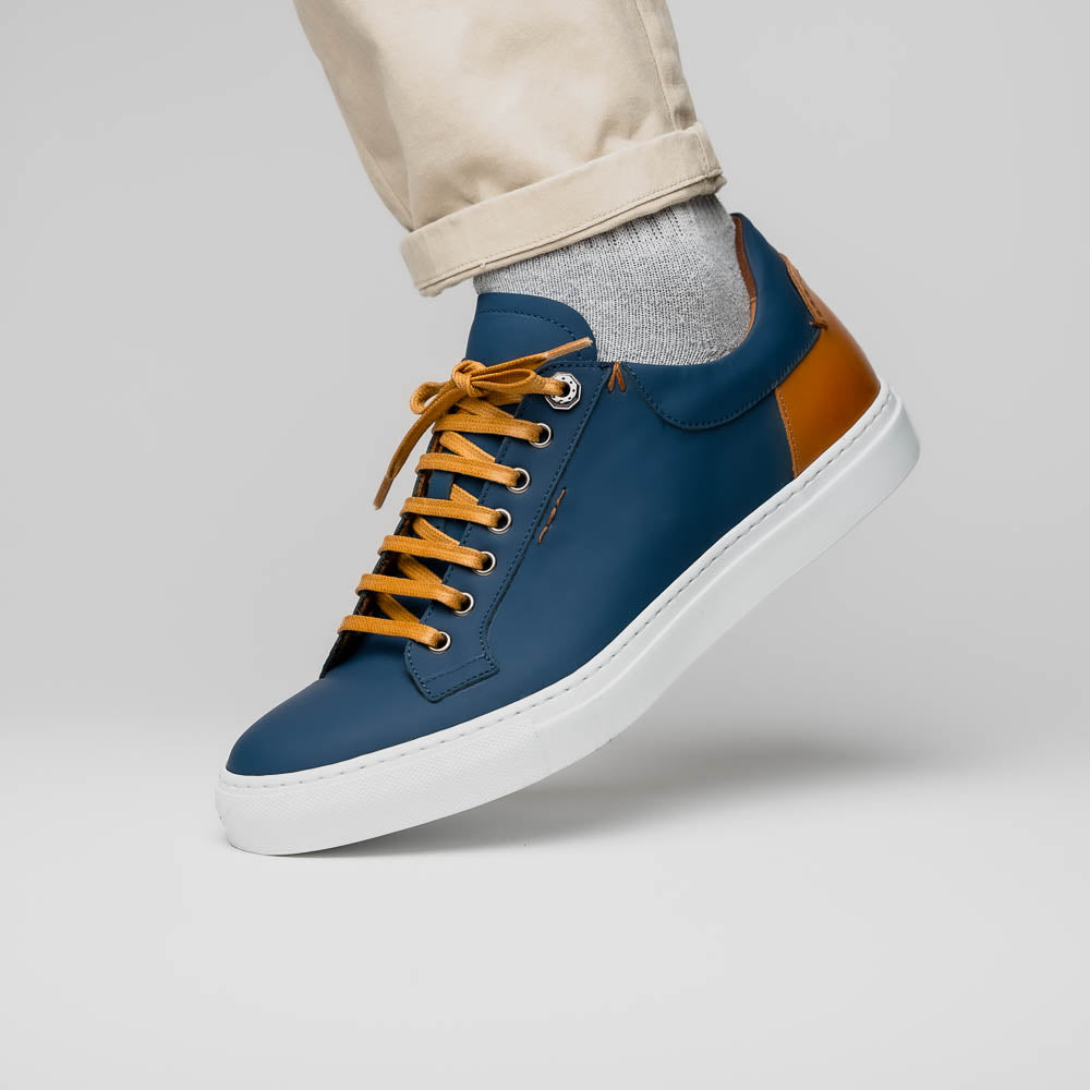 Diaz Rubberized Calfskin Sneaker Navy