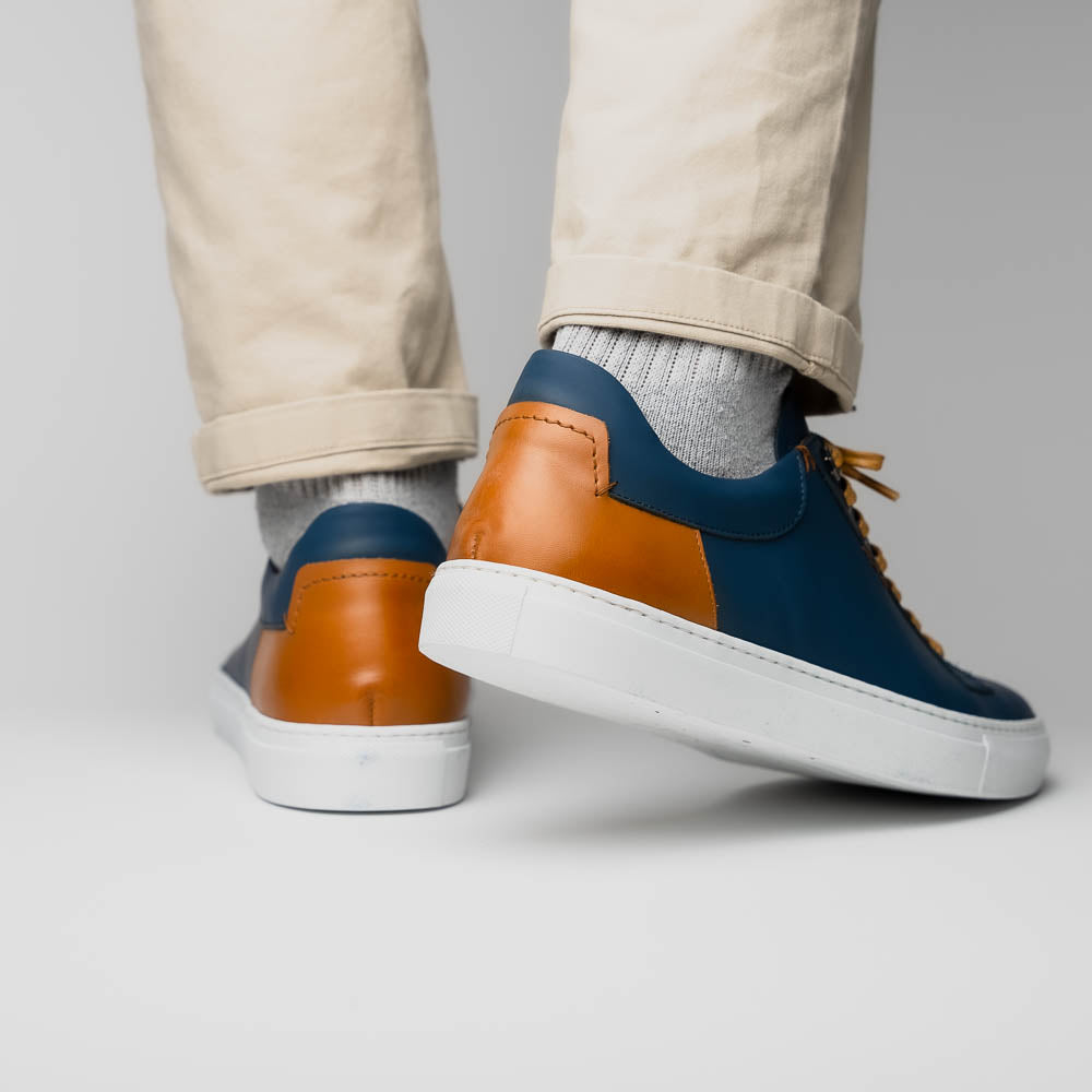 Diaz Rubberized Calfskin Sneaker Navy