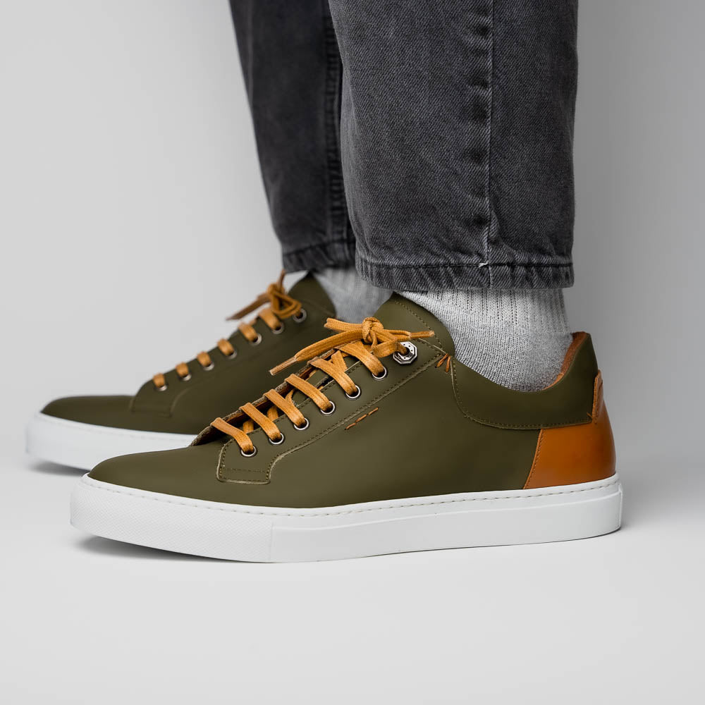 Diaz Rubberized Calfskin Sneaker Olive Green