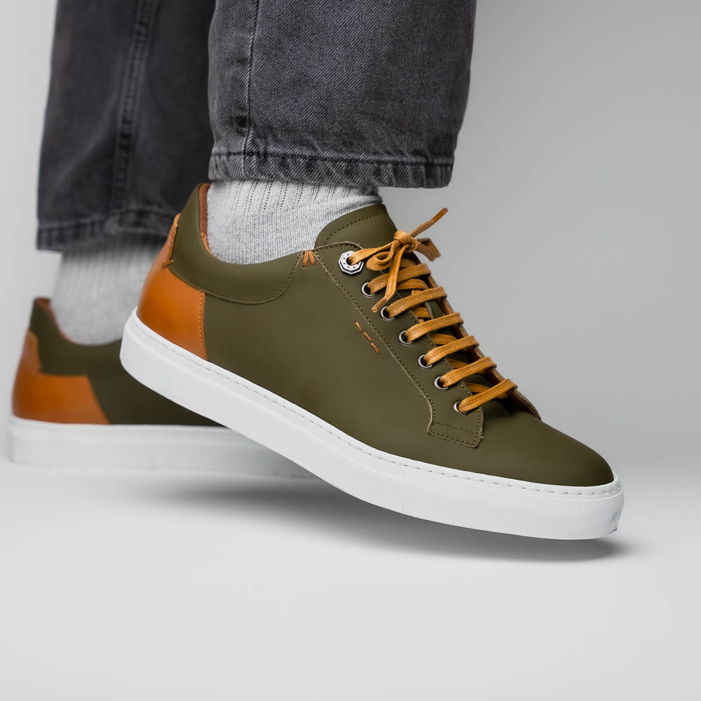 Diaz Rubberized Calfskin Sneaker Olive Green