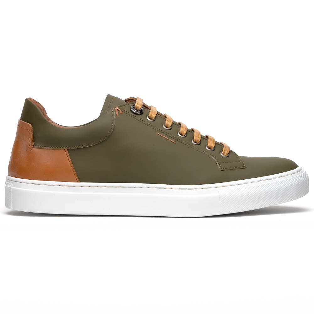 Diaz Rubberized Calfskin Sneaker Olive Green