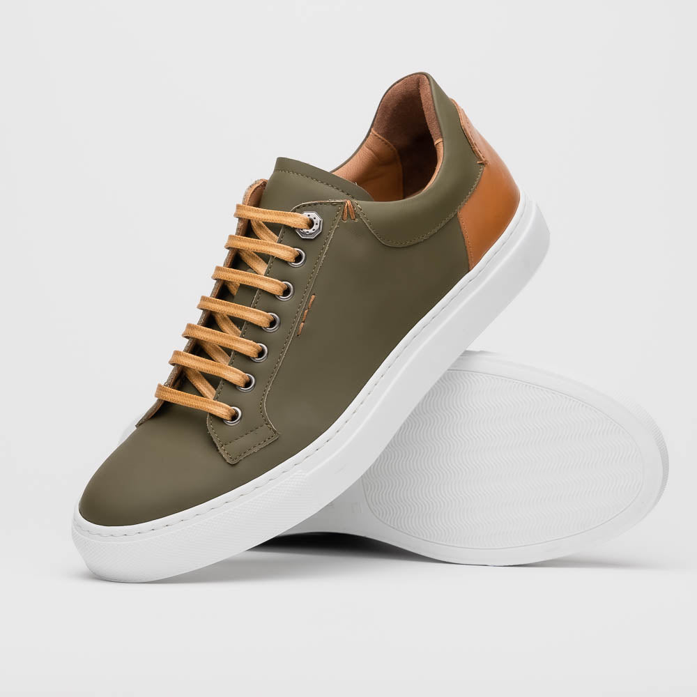 Diaz Rubberized Calfskin Sneaker Olive Green