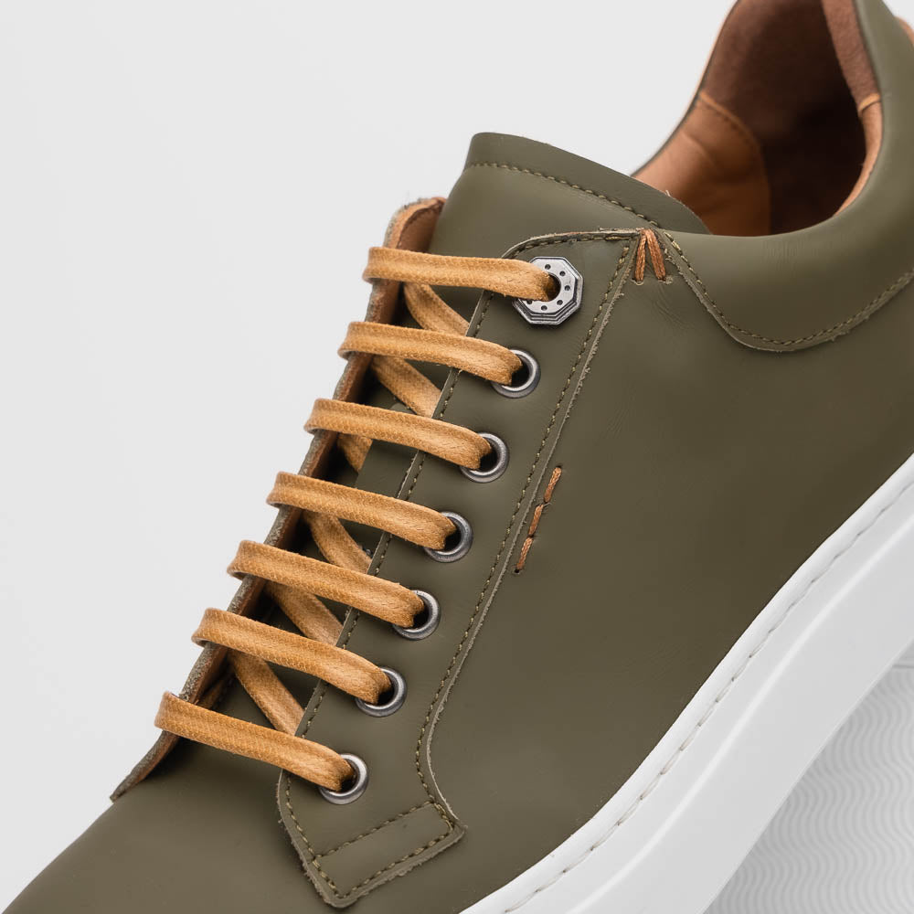 Diaz Rubberized Calfskin Sneaker Olive Green