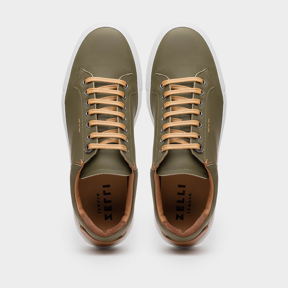 Diaz Rubberized Calfskin Sneaker Olive Green