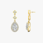 Double Drop Pear Halo Earring