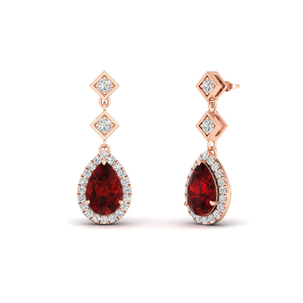 Double Drop Pear Halo Earring