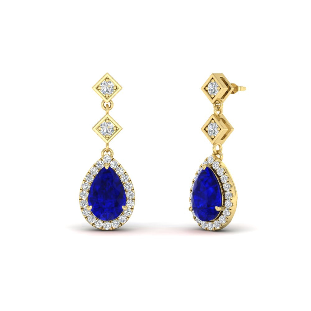 Double Drop Pear Halo Earring