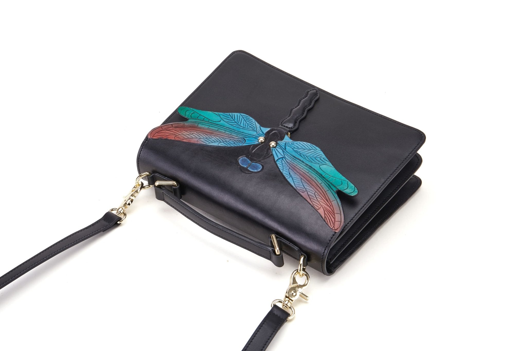 Dragonfly Black Top Handle Bag