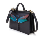 Dragonfly Black Top Handle Bag