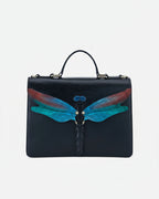 Dragonfly Black Top Handle Bag