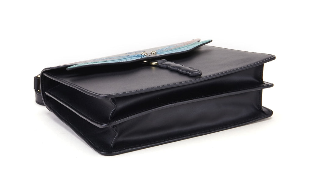 Dragonfly Black Top Handle Bag