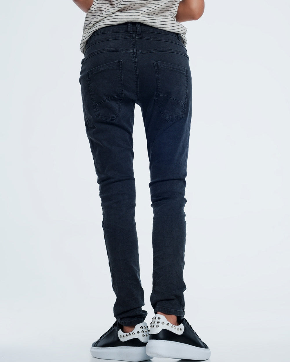 Drop Crotch Skinny Jean in Grey